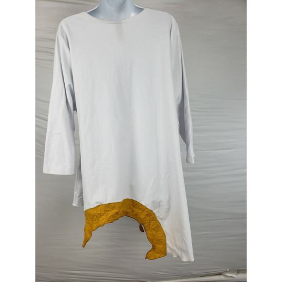 Noblu White Gold Long Sleeve Cotton & Poly Size XXL 2XL Lagenlook Top - Picture 2 of 7